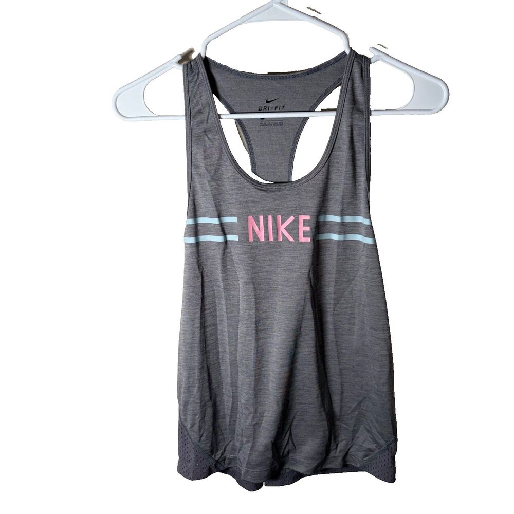 Nike Tank Top Women's Small Gray Racerback Sleeveless Logo Active Shirt